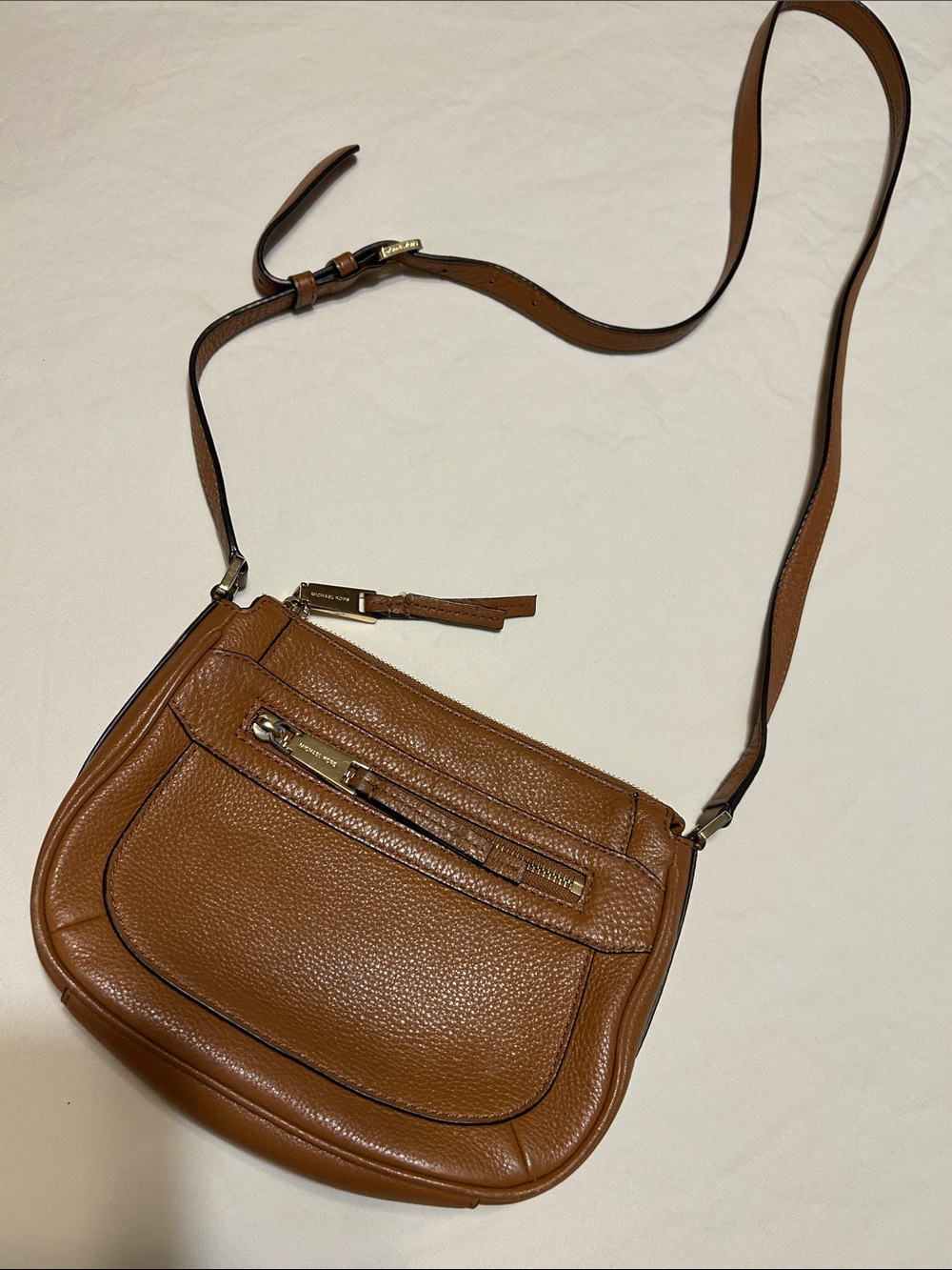 Michael Kors Pebbled Leather Crossbody in Cognac Brown
